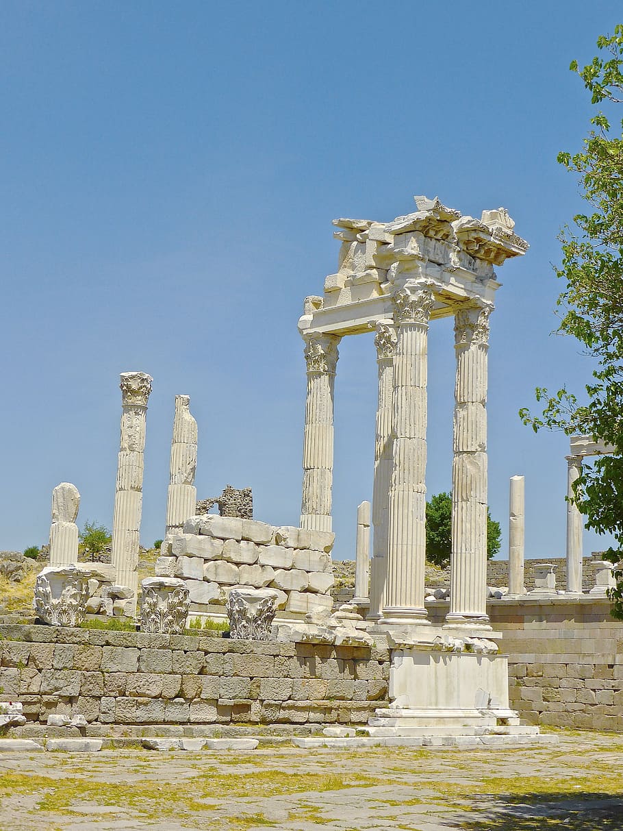 columns, colonnade, building, historic, classic, antique, ancient HD wallpaper