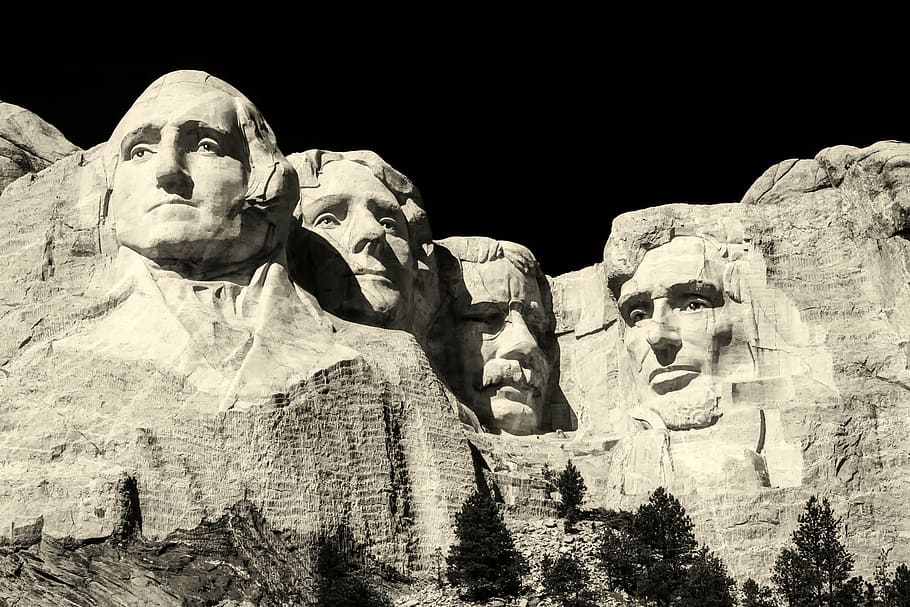 Mount Rushmore, mountain, rock, sculpture, landmark, monument