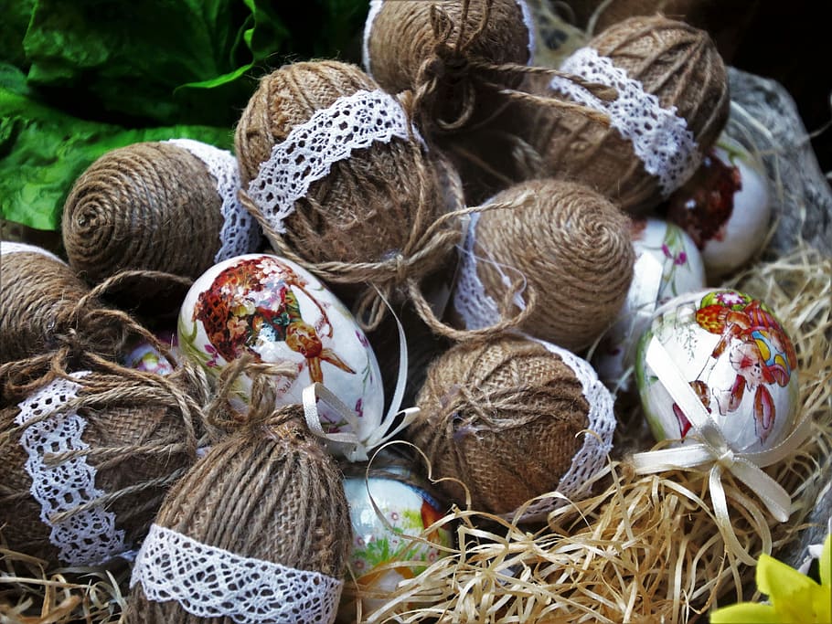 eggs, model, closeup, twine, decoration, traditional, crafts HD wallpaper