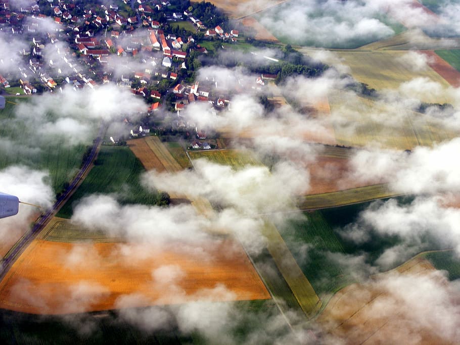Cloud, Ground, White, Plane, Day, sky, the haze, building, city HD wallpaper