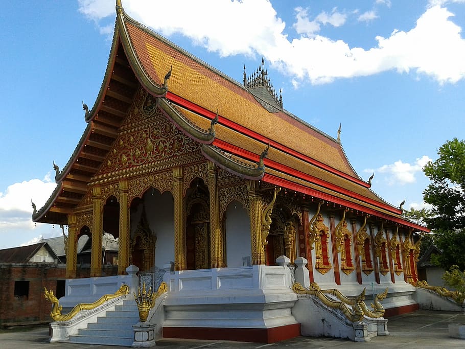 tenple, asia, laos, buddhism, temple - Building, architecture, HD wallpaper