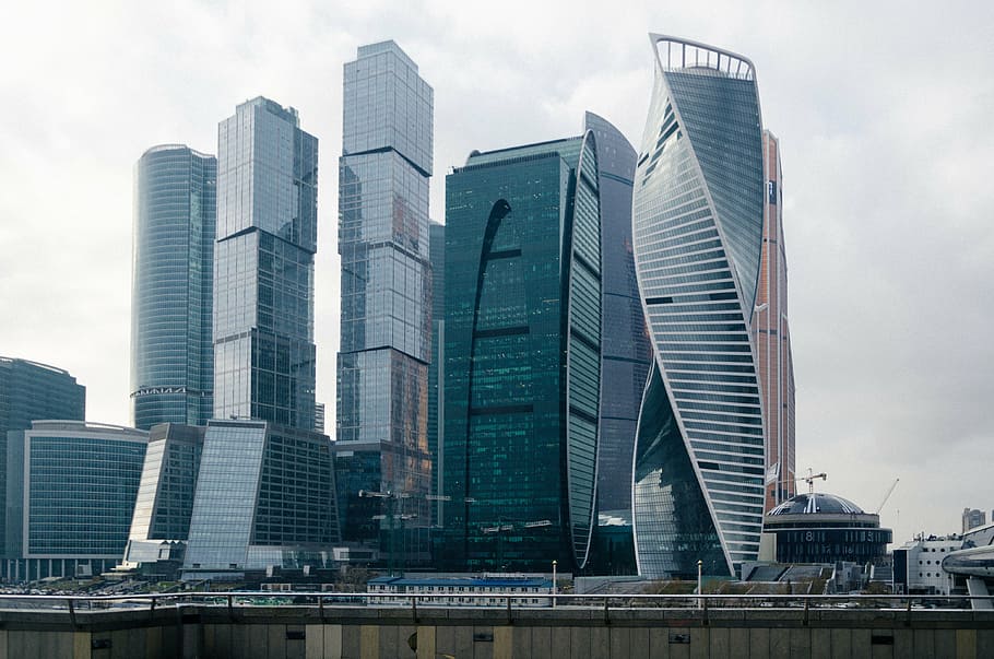 photo of high rise buildings, moscow city, russia, skyscraper, HD wallpaper