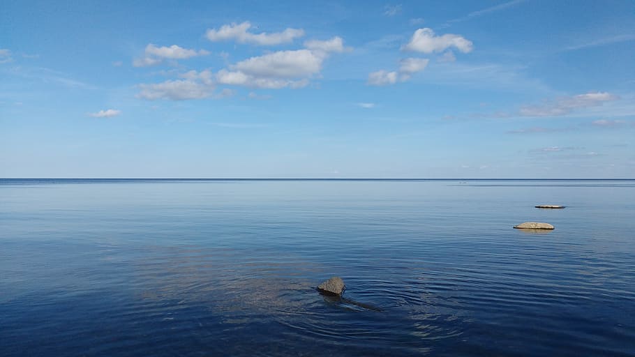 mar, sky, rocks, water, beach, landscape, beira mar, blue, litoral HD wallpaper
