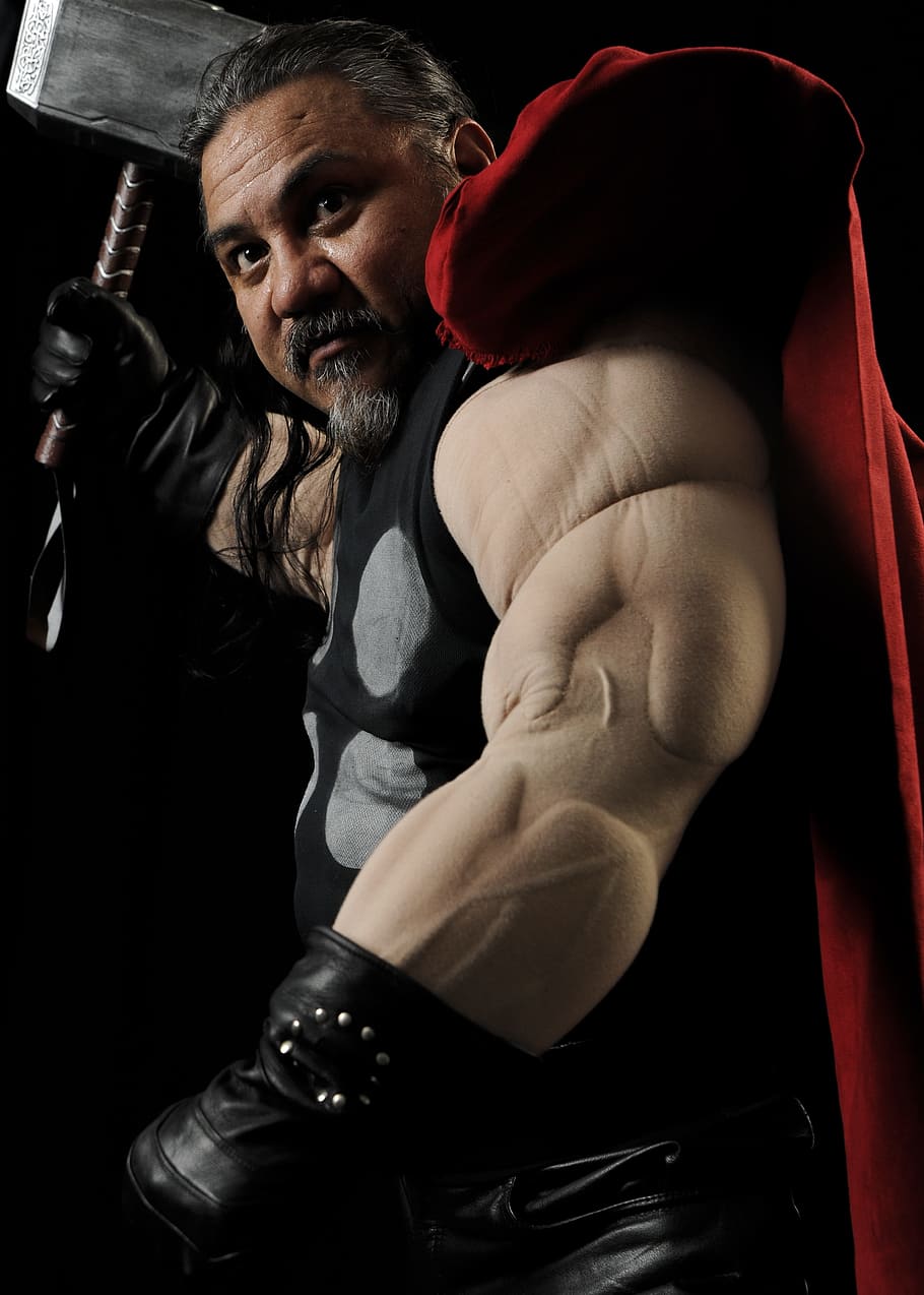 man wearing Thor costume, Character, Male, performance, entertainment