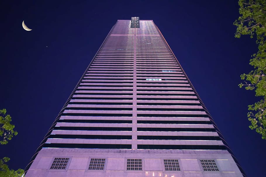 building, moon, night, architecture, built structure, building exterior HD wallpaper