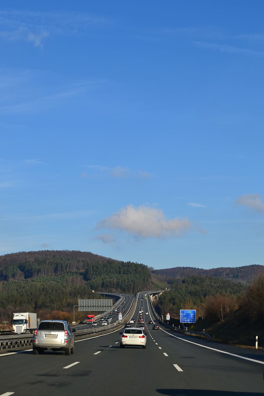 highway, drive, sky, blue, cloud, autos, transportation, road HD wallpaper