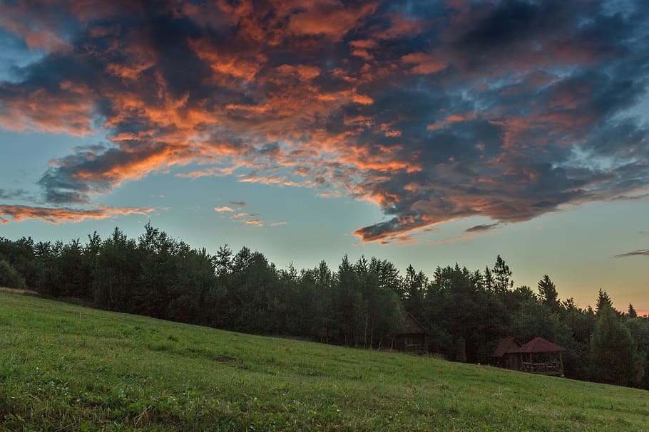 sky, clouds, sunset, landscape, the carpathians, travel, nature HD wallpaper