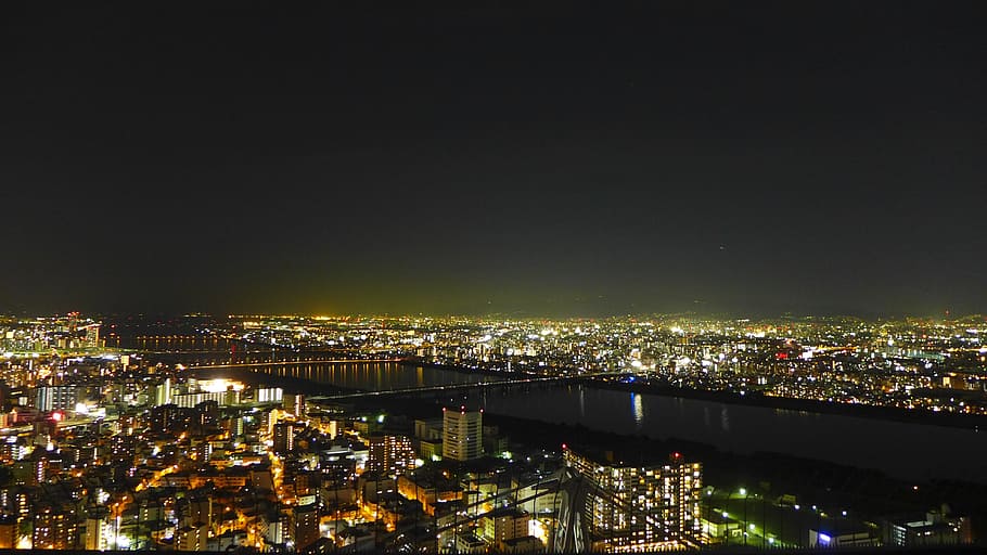 umeda, osaka, night view, city, architecture, illuminated, cityscape HD wallpaper