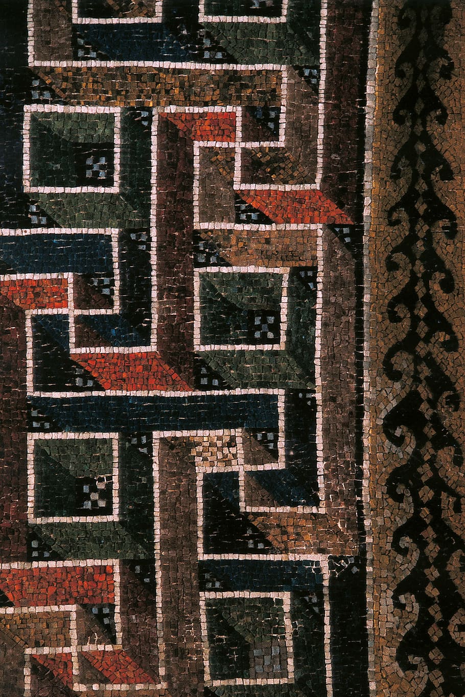mosaic, geometric, three dimensional, colorful, meander, square HD wallpaper