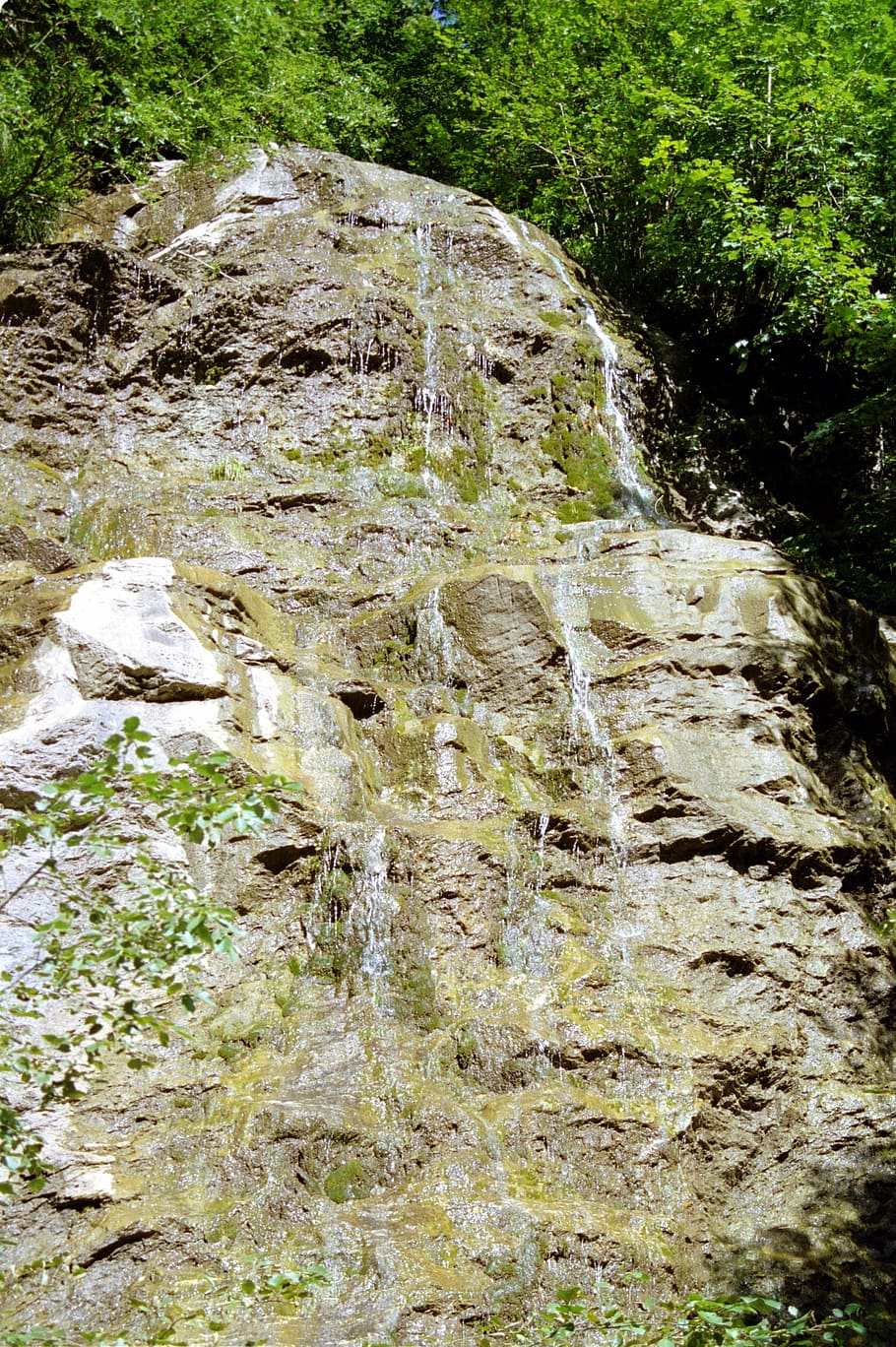 Mountains, Waterfall, Rock, nature, rock - object, river, scenics HD wallpaper
