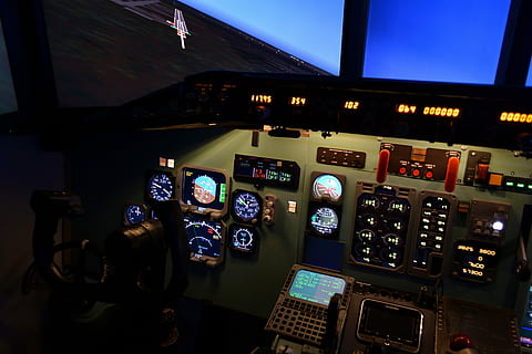 simulator, aviation, the md-80, dc 9, the cockpit, flight simulator HD wallpaper