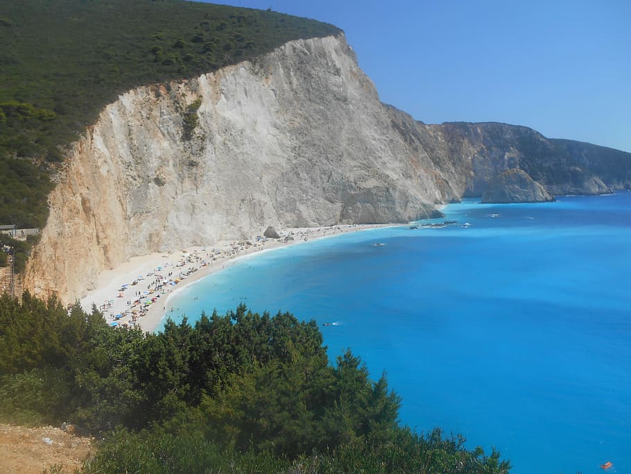 Beach, Sand, blue, scenics, mountain, water, nature, outdoors HD wallpaper