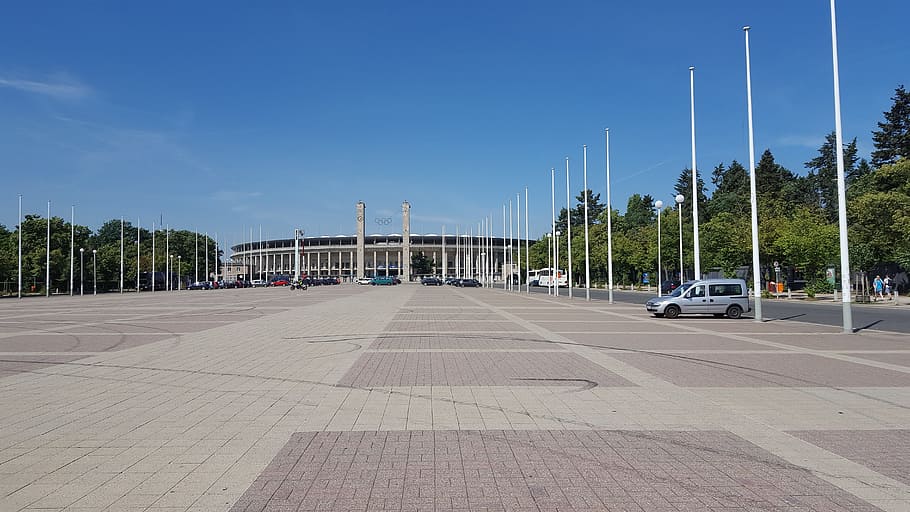 olympic stadium, berlin, sky, transportation, architecture, HD wallpaper
