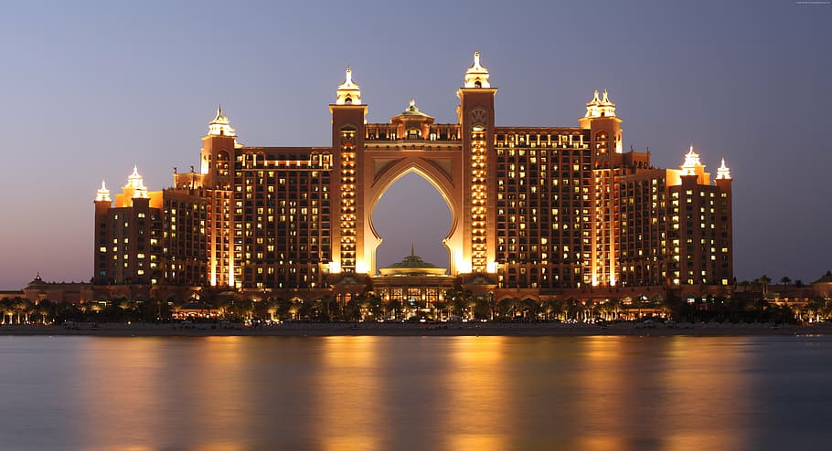 Atlantis Dubai, the palm, hotel, mall, travel, resort, luxury, HD wallpaper