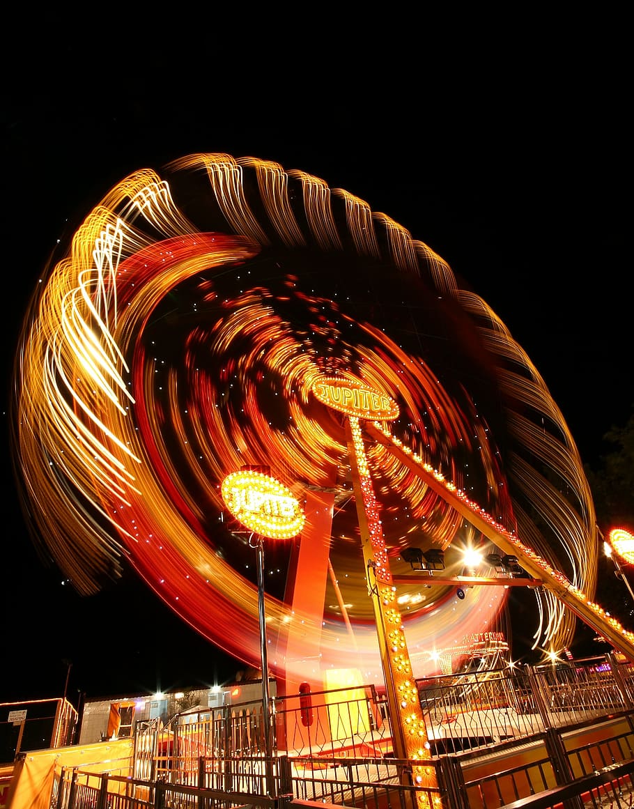 amusement park, entertainment, long exposure, great, ferris wheel, HD wallpaper