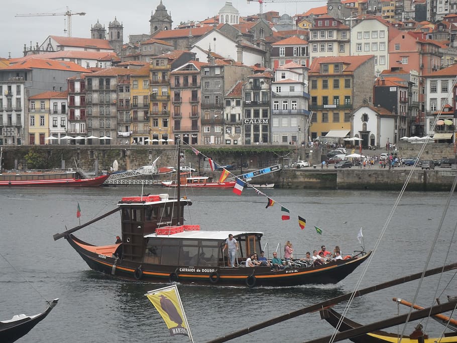 Porto, River, Boat, building exterior, nautical vessel, architecture HD wallpaper