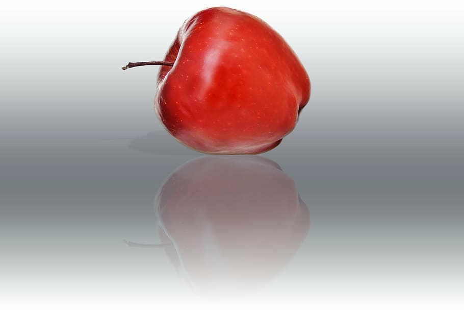 red apple, nutritious, organic, sweet, reflection, healthy HD wallpaper