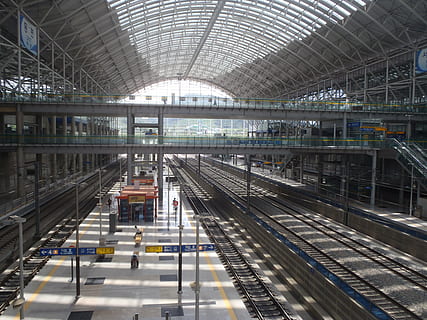railway station, korea, platform, train, ktx, rail transportation HD wallpaper