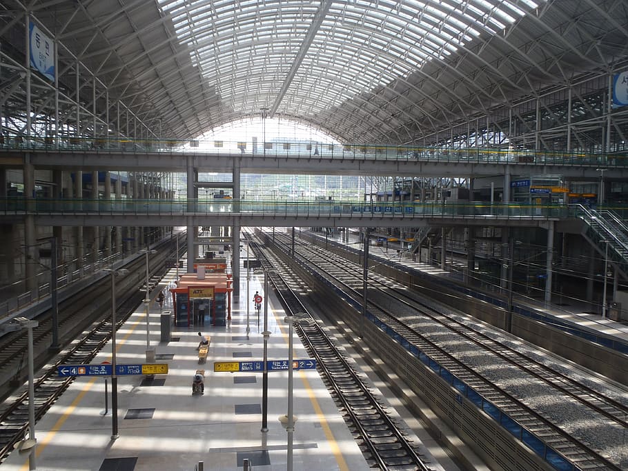 railway station, korea, platform, train, ktx, rail transportation HD wallpaper