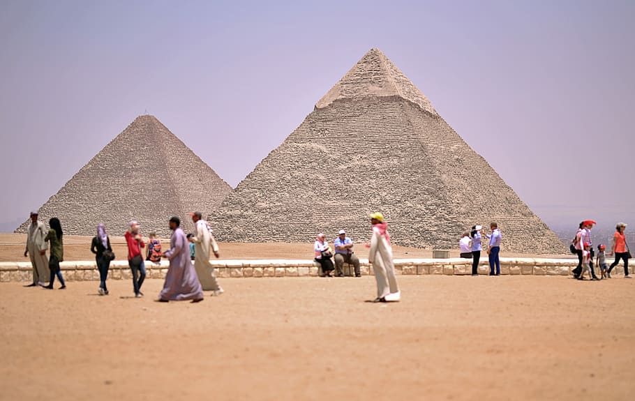 people walking near Great Pyramid of Giza, Egypt, Pyramids, Cairo, HD wallpaper