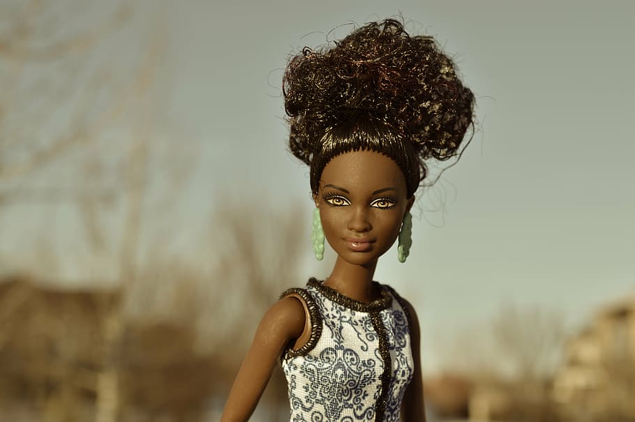 brown haired doll, black, african-american, model, barbie, girl, HD wallpaper
