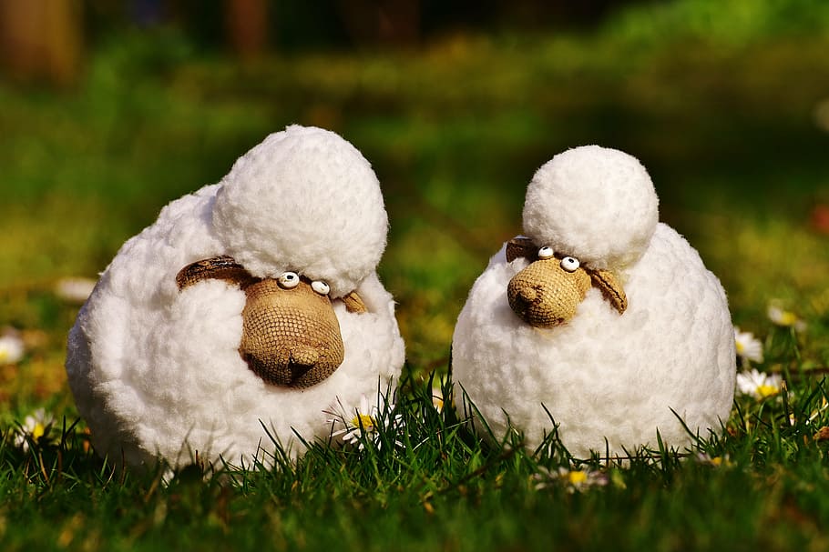 sheep, cute, meadow, deco, figure, funny, decoration, grass HD wallpaper