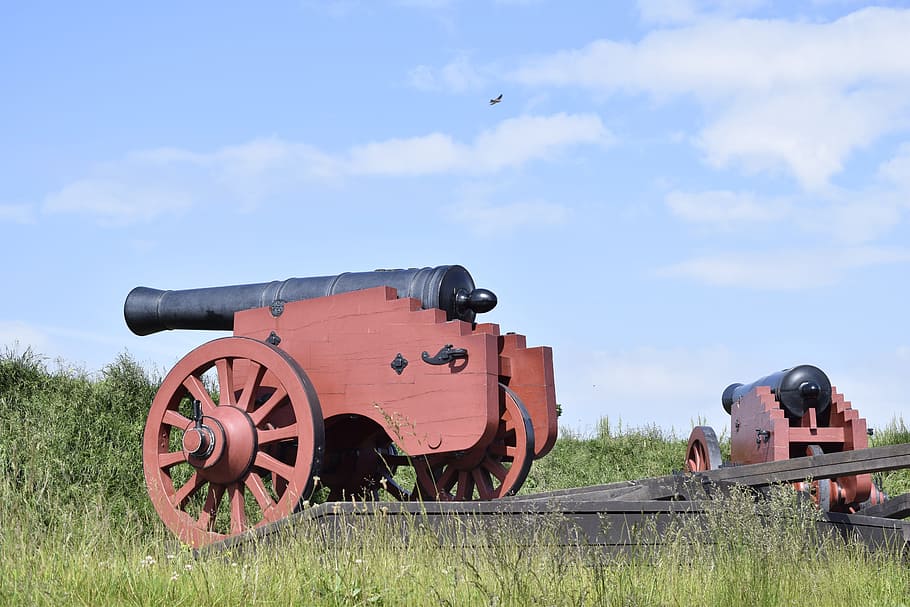 cannon, antique, war, sky, nature, transportation, day, the past HD wallpaper
