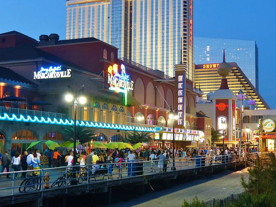 people walking on wooden dock near buildings, atlantic, city HD wallpaper