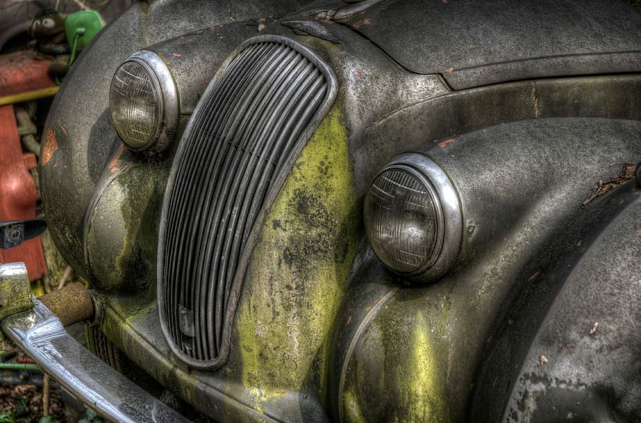 abandoned, car, classic, rusty, rotten, broken, old, transportation HD wallpaper