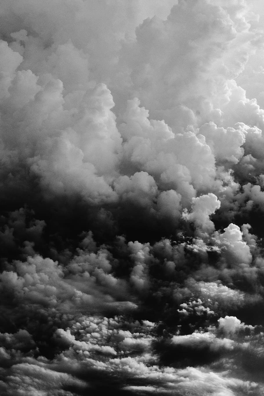 nimbus cumulus clouds, grayscale photography of clouds, storm HD wallpaper