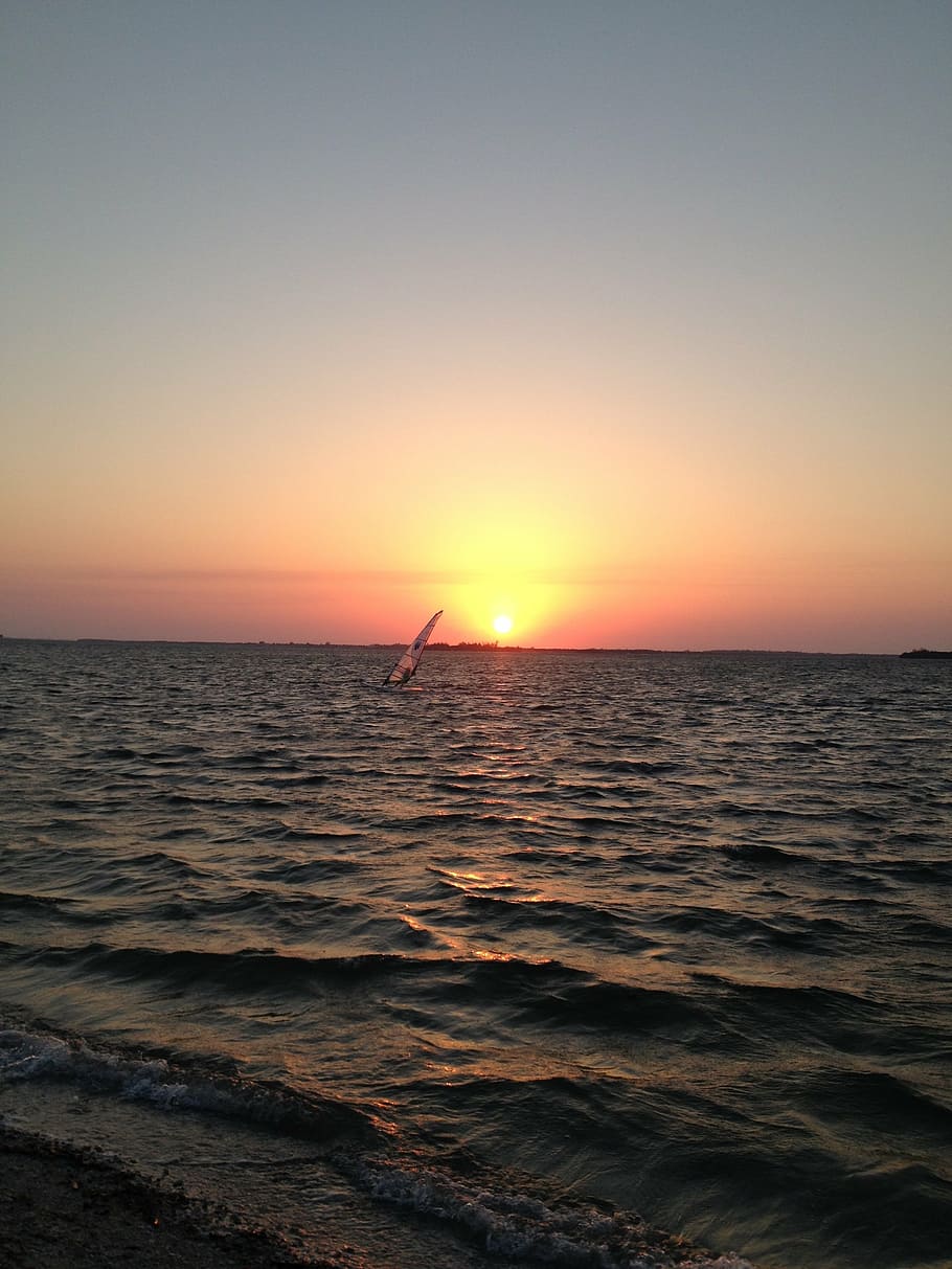 sailing, sunset, ocean, sea, sky, summer, tourism, beautiful HD wallpaper