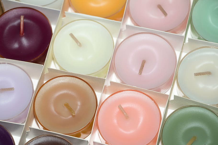 assorted-color votive candles on box, tealight, tea lights HD wallpaper
