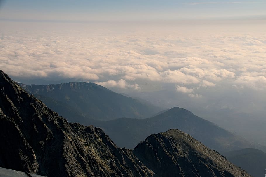 mountains, sky, top view, landscape, clouds, tatry, the high tatras HD wallpaper