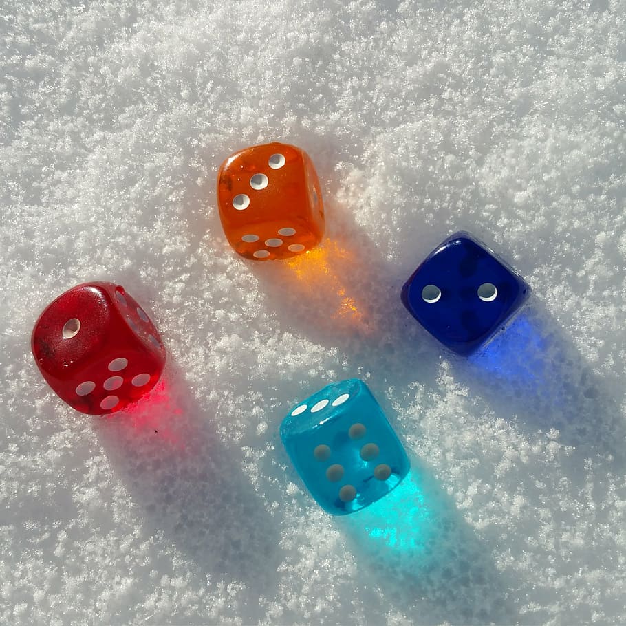 cube, colorful, transparent, snow, luck, lucky dice, background image HD wallpaper