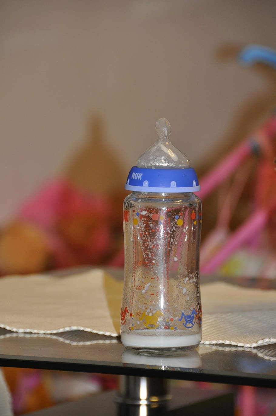 empty vials, baby, bottle, table, focus on foreground, indoors HD wallpaper