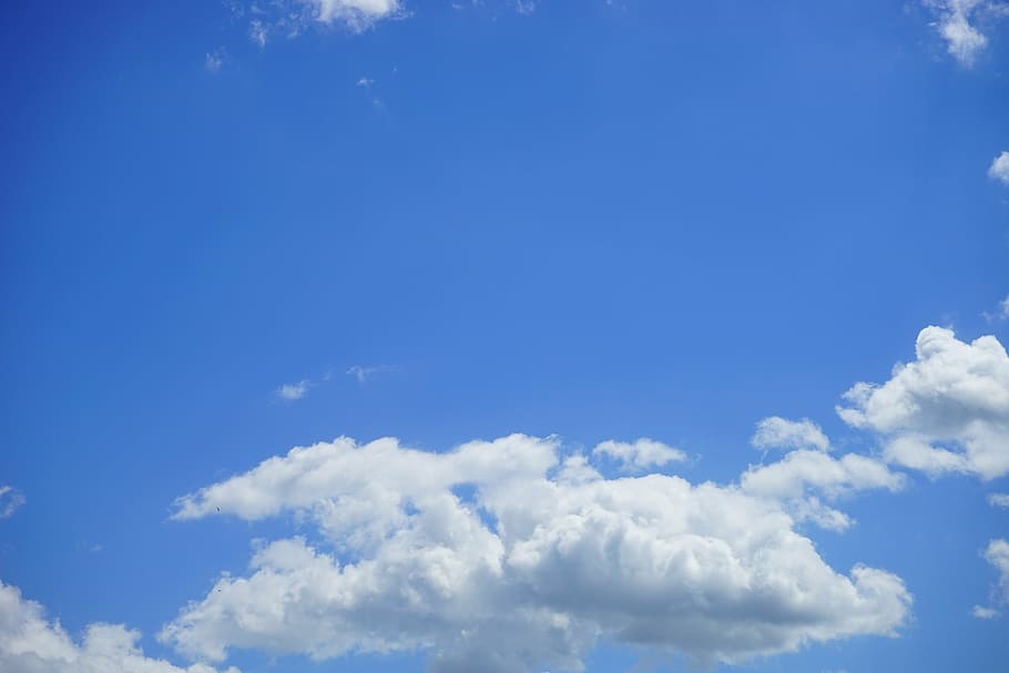 summer clouds, sky, white, blue, summer day, nature, weather HD wallpaper