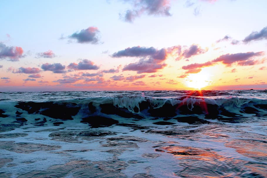 Sunset Beach, Ocean, Sea, sand, sky, tropical, water, coast HD wallpaper