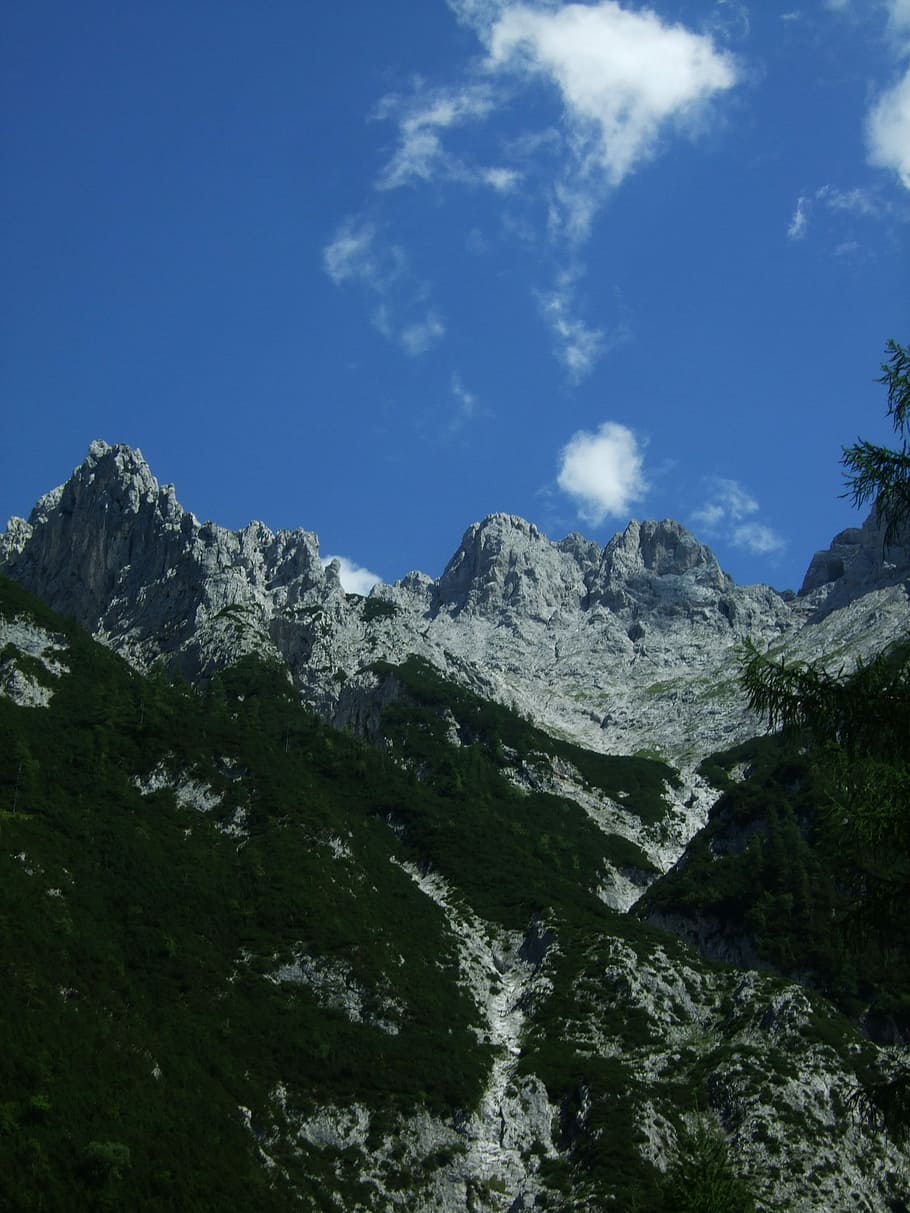 Mountain, Sky, Blue, Nature, Alpine, mountain range, scenics HD wallpaper