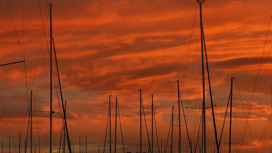 masuria, sails, west, sunset, cloud - sky, beauty in nature HD wallpaper