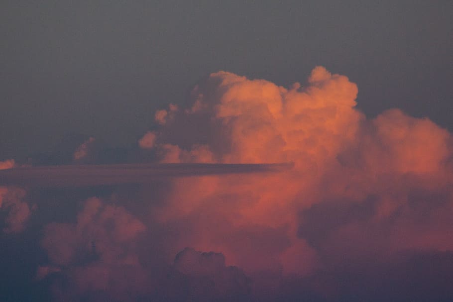 cloud, afterglow, orange, red, cumulus clouds, thunderstorm HD wallpaper