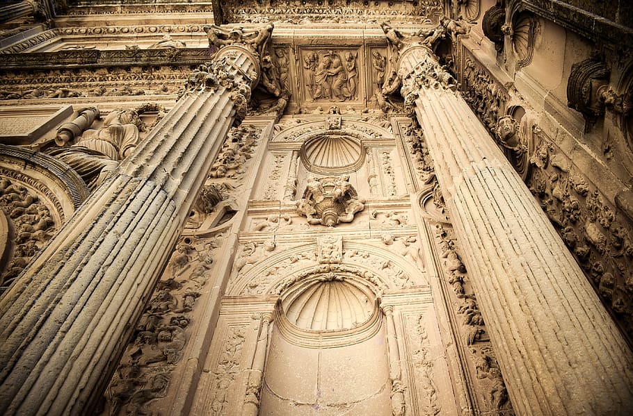 low angle photography of embossed wall, cathedral, tourism HD wallpaper