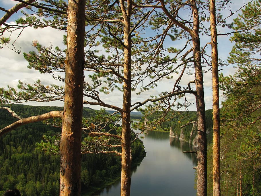 the vishera river, height, rocks, forest, travel, perm krai HD wallpaper