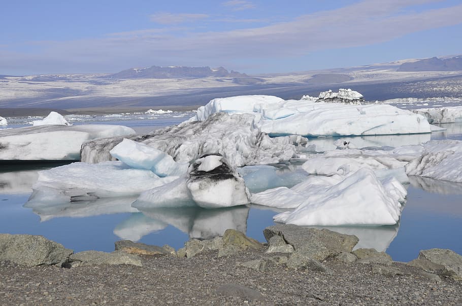 glacier, iceland, countries, mountains, sea, water, permafrost HD wallpaper