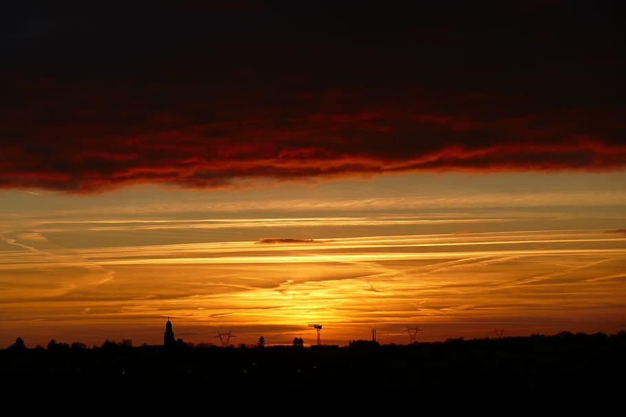 sunset, dawn, dusk, evening, sky, outdoors, silhouette, cloud - sky HD wallpaper