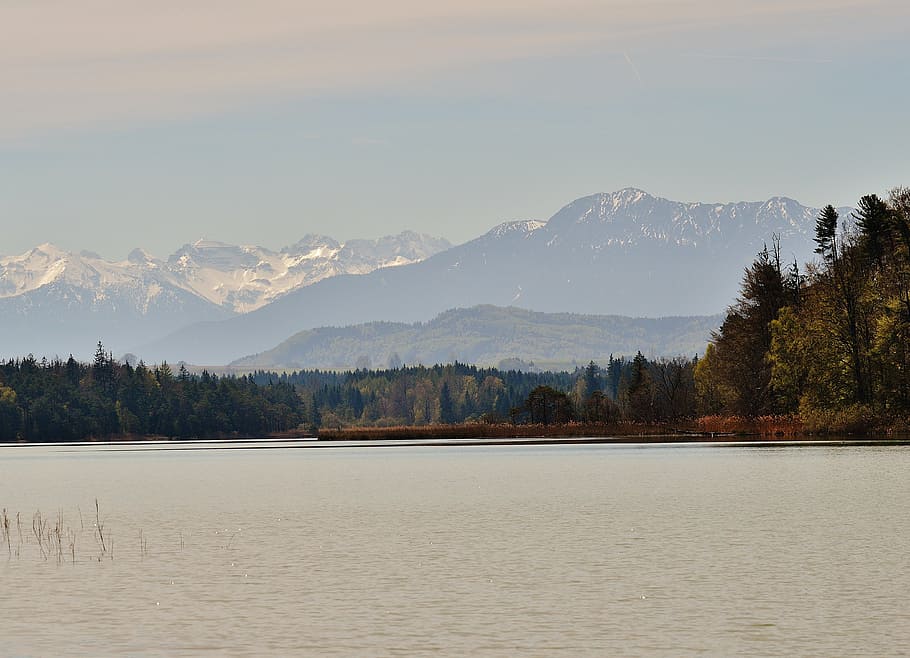 landscape, easter lake, iffeldorf, romantic, mountains, water, HD wallpaper