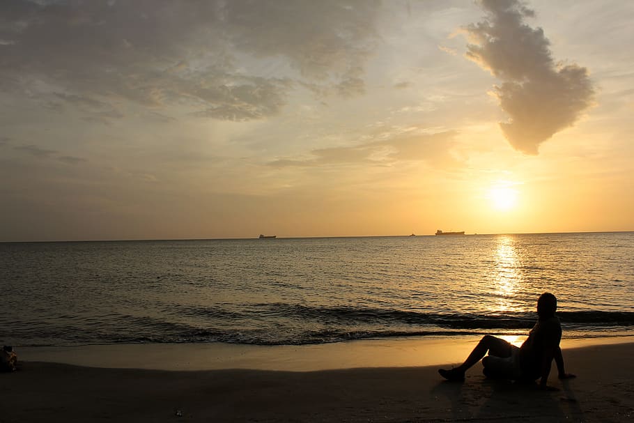 sunset, st, marta, colombia, water, sky, sea, beach, land, two people HD wallpaper