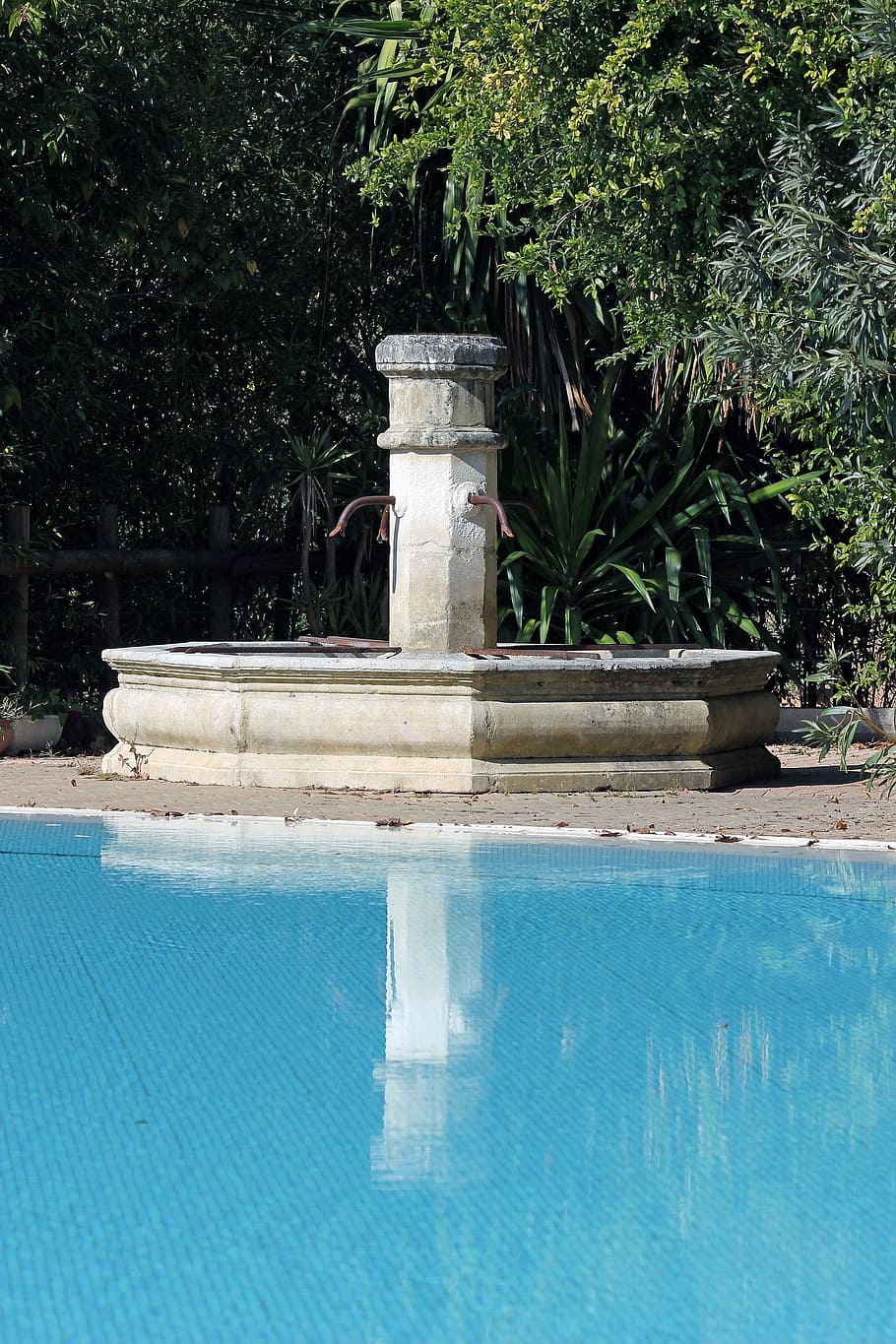 Fountain, Swimming Pool, Water, reflection, landscape, vegetation HD wallpaper