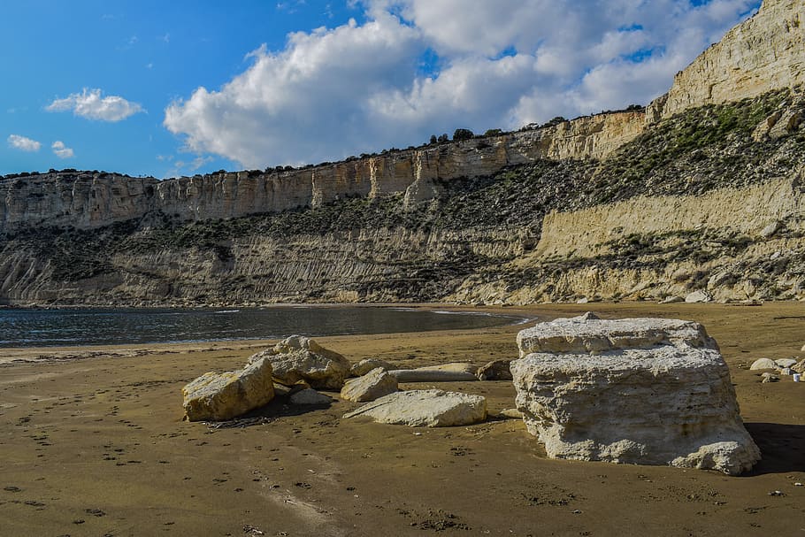 Beach, Cliffs, Sea, Landscape, Scenic, scenery, isolated, tranquil HD wallpaper