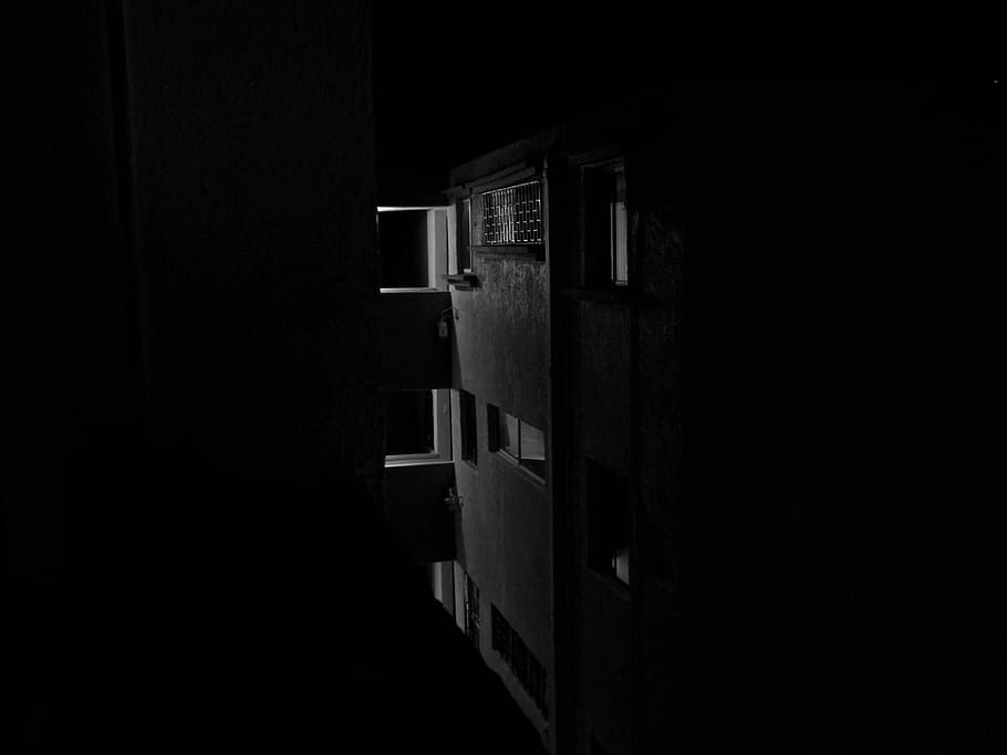 untitled, dark, black, building, window, night, architecture, HD wallpaper