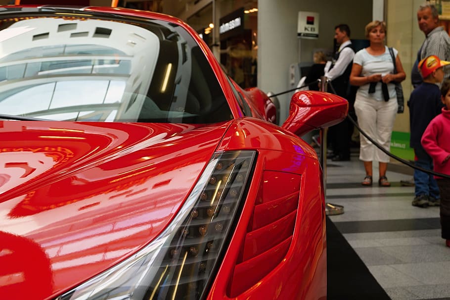 close-up photography of Ferrari sports car, Auto, red, transportation HD wallpaper